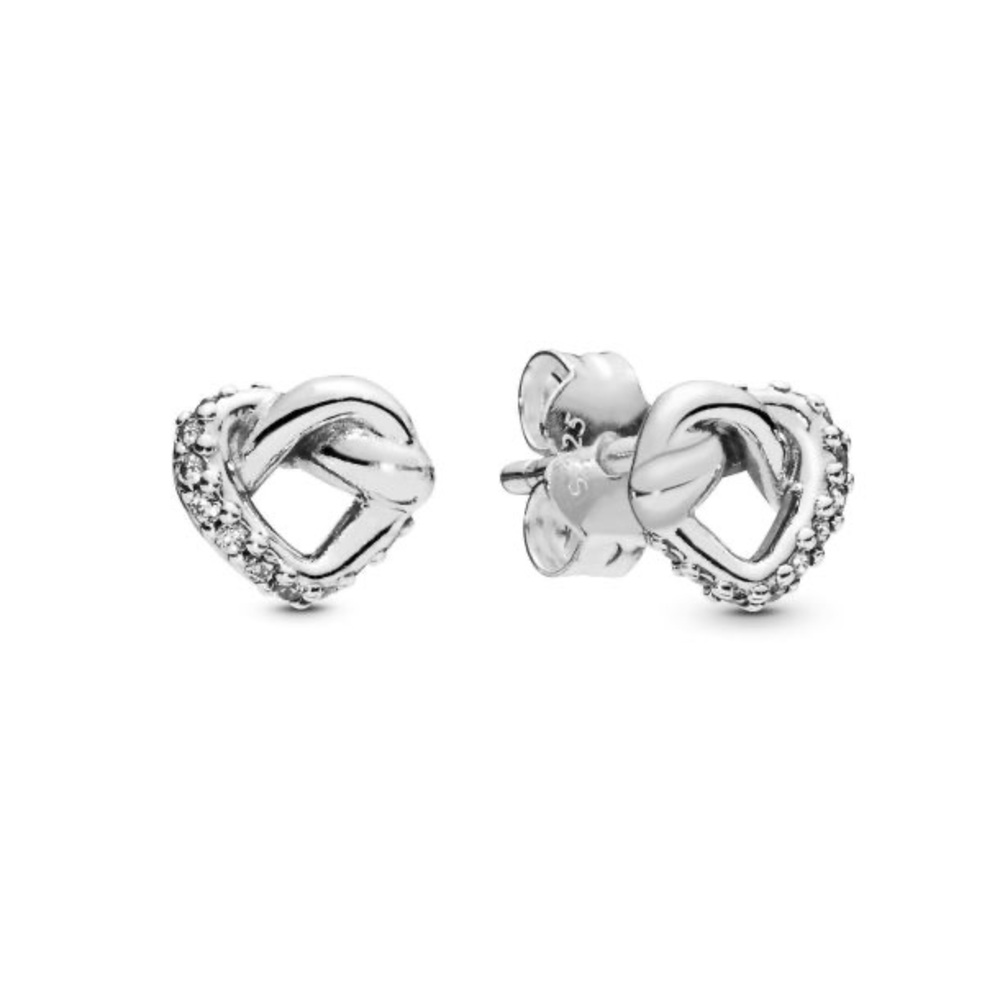 Pandora Knotted Heart Stud Earrings NWT